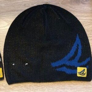 2 Lightweight Sperry Top Sider Beanie/Hats Black/Blue and Black Gray